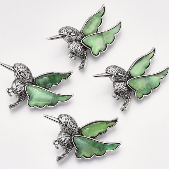 Beautiful natural Shell MOP Humming Bird Convertible Brooch pendant Chain 2/$25 - Picture 2 of 4